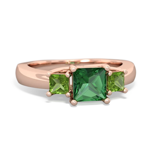Lab Emerald Lab Created Emerald with Genuine Peridot and Genuine Emerald Three Stone Trellis ring Ring