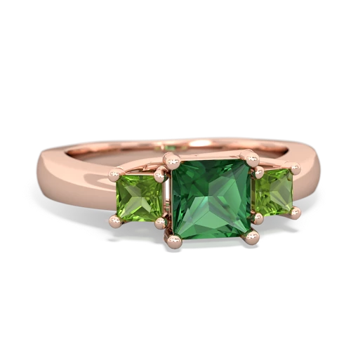 Lab Emerald Lab Created Emerald with Genuine Peridot and Genuine Garnet Three Stone Trellis ring Ring