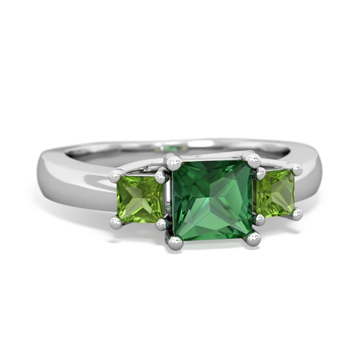 Lab Emerald Lab Created Emerald with Genuine Peridot and  Three Stone Trellis ring Ring