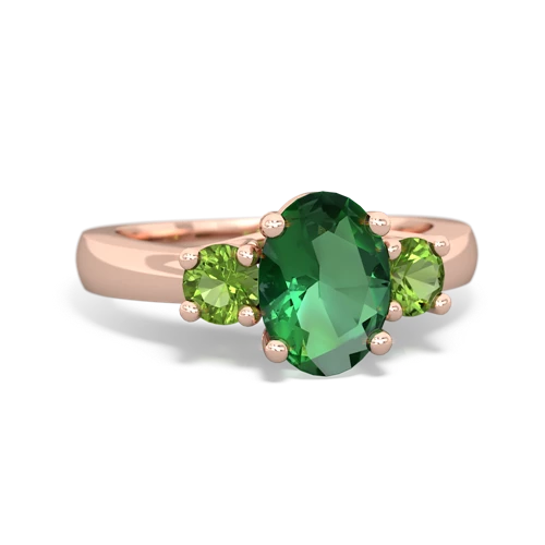 Lab Emerald Lab Created Emerald with Genuine Peridot Three Stone Trellis ring Ring