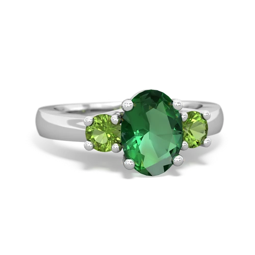 Lab Emerald Lab Created Emerald with Genuine Peridot Three Stone Trellis ring Ring