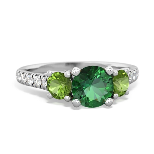 Lab Emerald Lab Created Emerald with Genuine Peridot and Genuine Aquamarine Pave Trellis ring Ring