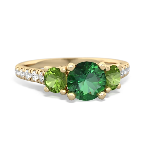 Lab Emerald Lab Created Emerald with Genuine Peridot and  Pave Trellis ring Ring