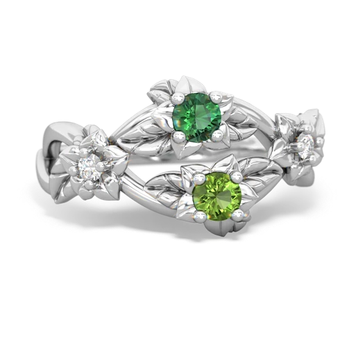 Lab Emerald Lab Created Emerald with Genuine Peridot Sparkling Bouquet ring Ring