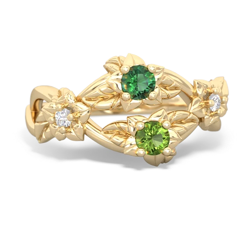 Lab Emerald Lab Created Emerald with Genuine Peridot Sparkling Bouquet ring Ring