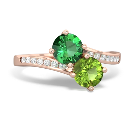 Lab Emerald Lab Created Emerald with Genuine Peridot Keepsake Two Stone ring Ring