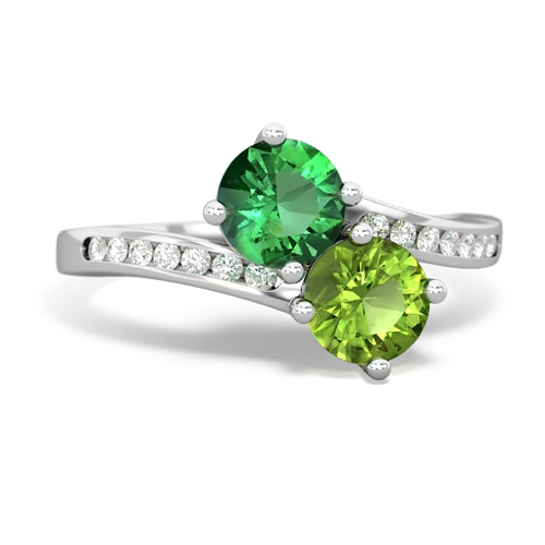 Lab Emerald Lab Created Emerald with Genuine Peridot Keepsake Two Stone ring Ring