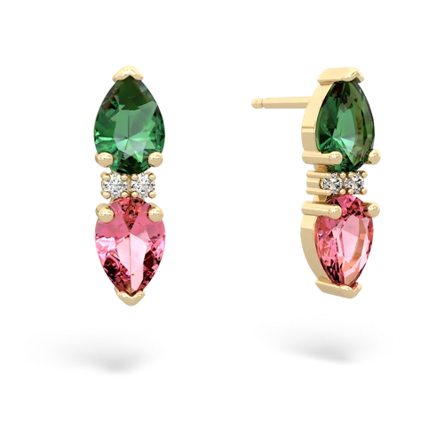 lab emerald-pink sapphire bowtie earrings