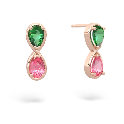 lab emerald-pink sapphire infinity earrings