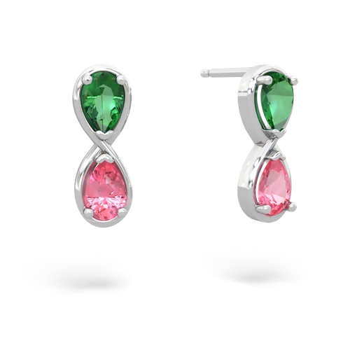 lab emerald-pink sapphire infinity earrings