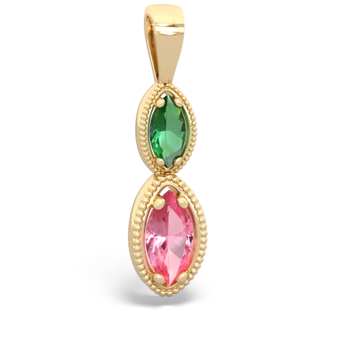 Lab Emerald Lab Created Emerald with Lab Created Pink Sapphire Antique-style Halo pendant Pendant