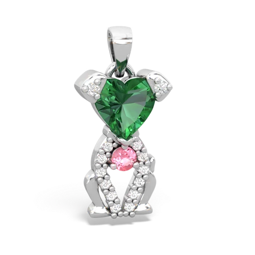 lab emerald-pink sapphire birthstone puppy pendant