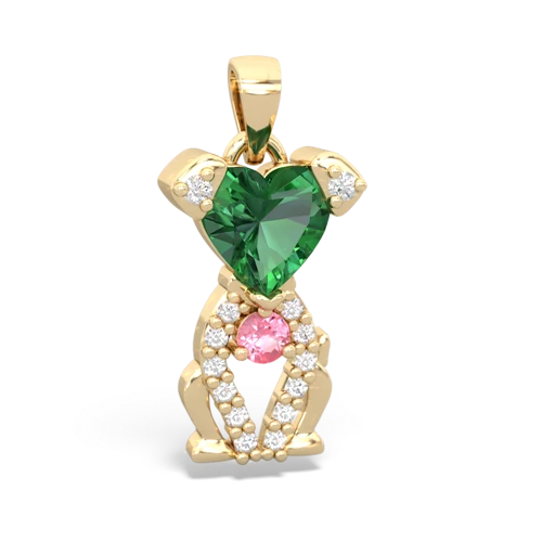 lab emerald-pink sapphire birthstone puppy pendant