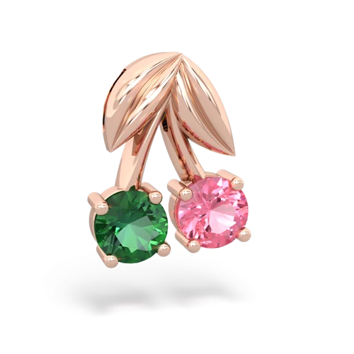 lab emerald-pink sapphire cherries pendant