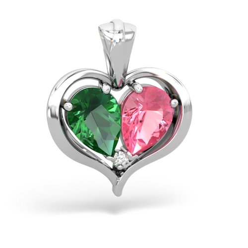 lab emerald-pink sapphire half heart whole pendant