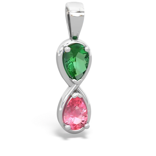 lab emerald-pink sapphire infinity pendant