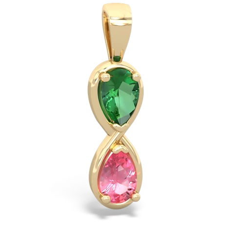 Lab Emerald Lab Created Emerald with Lab Created Pink Sapphire Infinity pendant Pendant