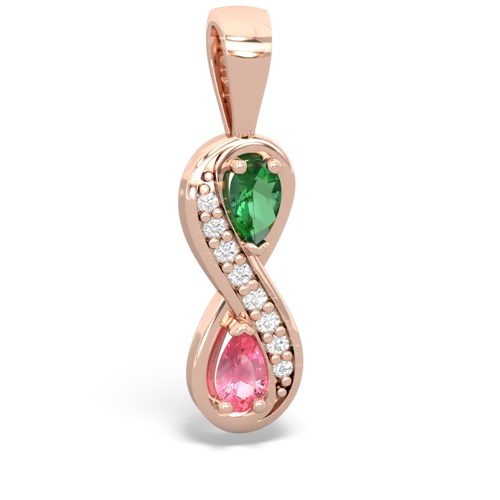 lab emerald-pink sapphire keepsake infinity pendant