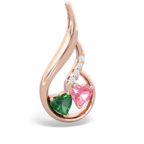 lab emerald-pink sapphire keepsake swirl pendant
