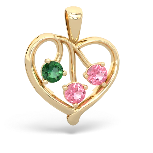 lab emerald-pink sapphire love heart pendant
