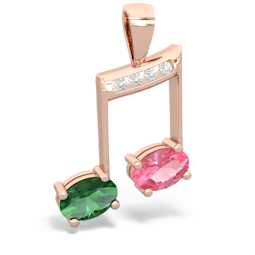 lab emerald-pink sapphire music notes pendant