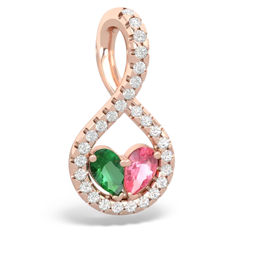 lab emerald-pink sapphire pave twist pendant