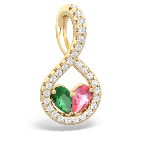 Lab Emerald Lab Created Emerald with Lab Created Pink Sapphire PavÃ© Twist pendant Pendant
