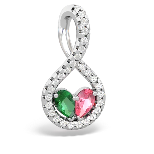 lab emerald-pink sapphire pave twist pendant