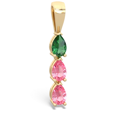 Lab Emerald Lab Created Emerald with Lab Created Pink Sapphire and Genuine Pink Tourmaline Three Stone pendant Pendant