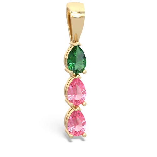 lab emerald-pink sapphire three stone pendant