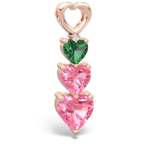 lab emerald-pink sapphire three stone pendant