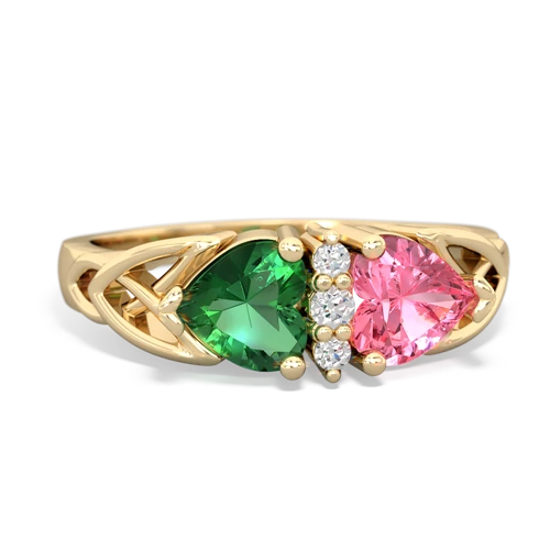 Lab Emerald Lab Created Emerald with Lab Created Pink Sapphire Celtic Trinity Knot ring Ring