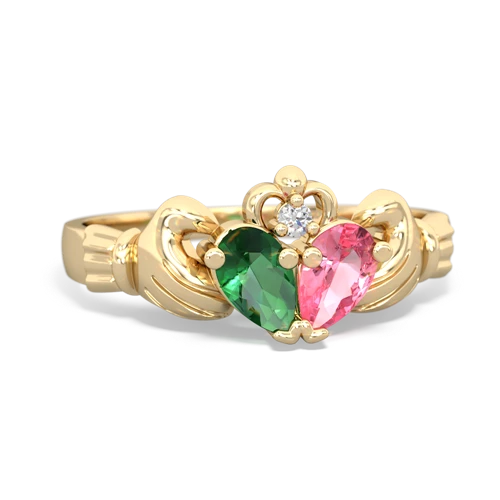Lab Emerald Lab Created Emerald with Lab Created Pink Sapphire Claddagh ring Ring