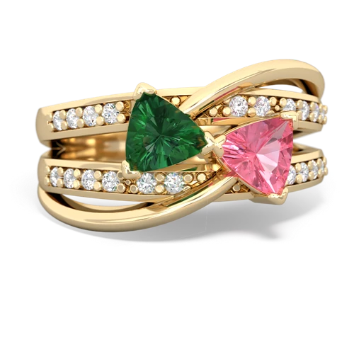 lab emerald-pink sapphire couture ring