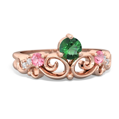 Lab Emerald Lab Created Emerald with Lab Created Pink Sapphire and Genuine Pink Tourmaline Crown Keepsake ring Ring