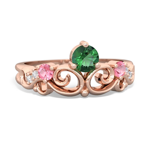 lab emerald-pink sapphire crown keepsake ring