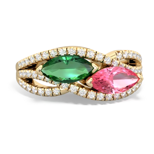 Lab Emerald Lab Created Emerald with Lab Created Pink Sapphire Diamond Rivers ring Ring