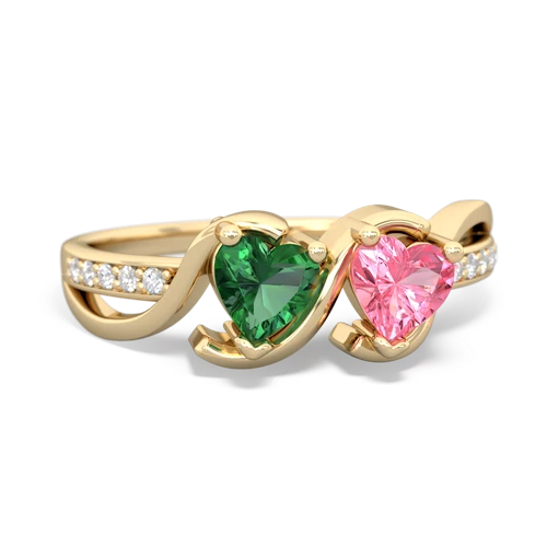 Lab Emerald Lab Created Emerald with Lab Created Pink Sapphire Side by Side ring Ring