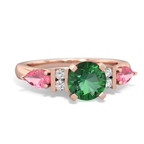 lab emerald-pink sapphire engagement ring