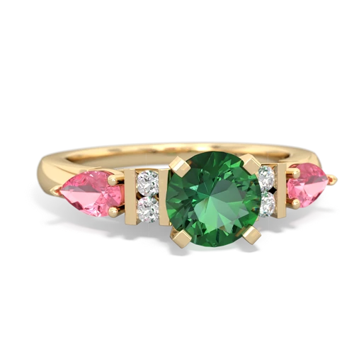 Lab Emerald Lab Created Emerald with Lab Created Pink Sapphire and Genuine Citrine Engagement ring Ring