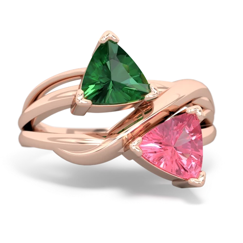 lab emerald-pink sapphire filligree ring