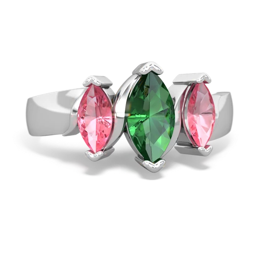 Lab Emerald Lab Created Emerald with Lab Created Pink Sapphire and Genuine Tanzanite Three Peeks ring Ring