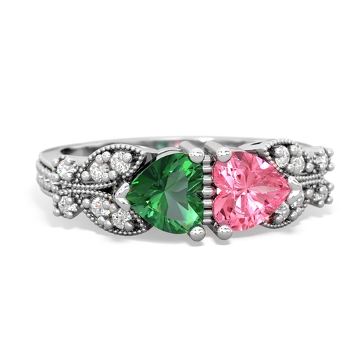 lab emerald-pink sapphire keepsake butterfly ring
