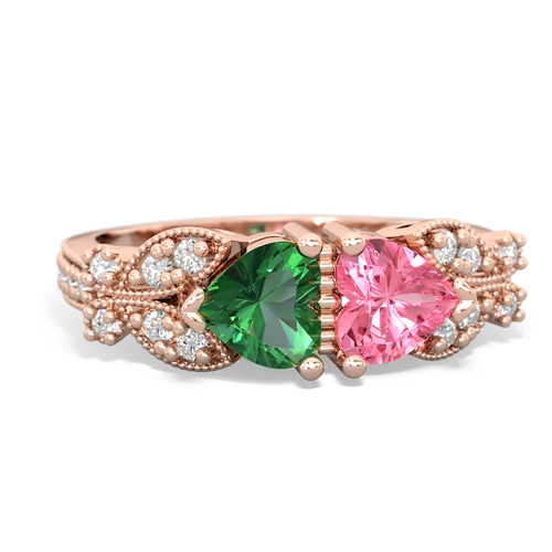 lab emerald-pink sapphire keepsake butterfly ring