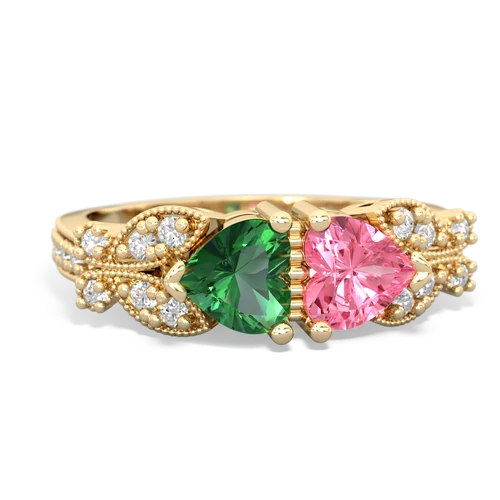 lab emerald-pink sapphire keepsake butterfly ring