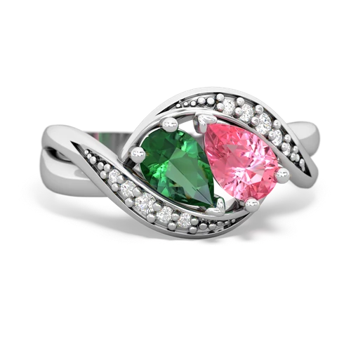lab emerald-pink sapphire keepsake curls ring