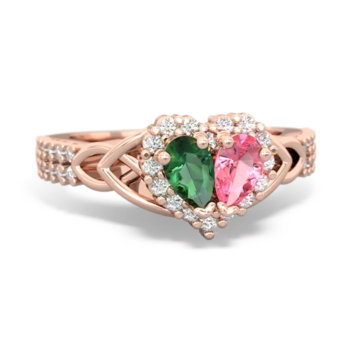 lab emerald-pink sapphire keepsake engagement ring