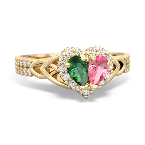 lab emerald-pink sapphire keepsake engagement ring