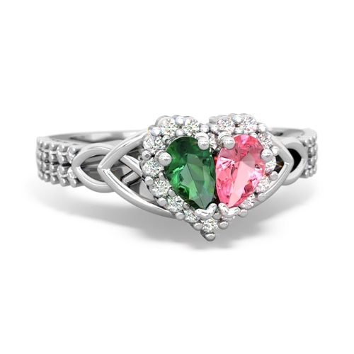 lab emerald-pink sapphire keepsake engagement ring