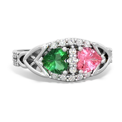 lab emerald-pink sapphire keepsake engagement ring